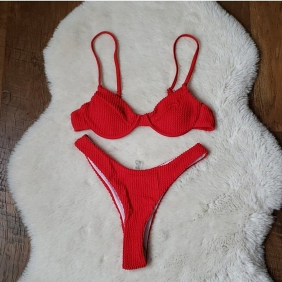 New Scrunchy Underwire Top Brazilian Bottom Bikini Set Swimsuit Size L - Picture 5 of 8